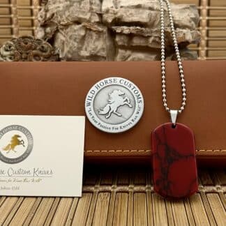 Wild Horse Custom Bloody Jasper Nickel Silver Knife Collectors Dog Tags #002