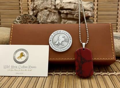 Wild Horse Custom Bloody Jasper Nickel Silver Knife Collectors Dog Tags #002