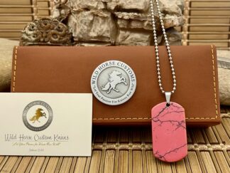 Wild Horse Custom Exotic Rhodonite Nickel Silver Knife Collectors Dog Tags #001