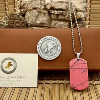 Wild Horse Custom Exotic Rhodonite Nickel Silver Knife Collectors Dog Tags #001