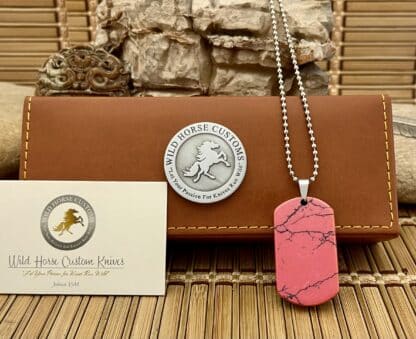 Wild Horse Custom Exotic Rhodonite Nickel Silver Knife Collectors Dog Tags #001