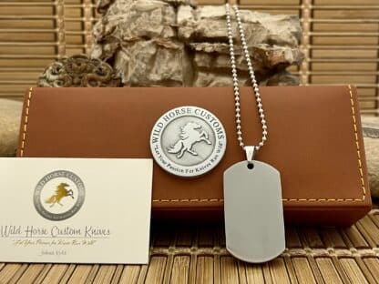 Wild Horse Custom Exotic Rhodonite Nickel Silver Knife Collectors Dog Tags #001 - Image 3