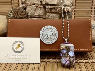 Wild Horse Custom Exotic Sugalite & 24kt Purple Turquoise Nickel Silver Knife Collectors Dog Tags #2