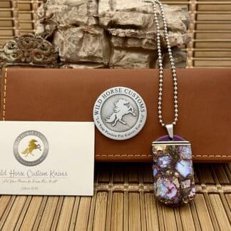 Wild Horse Custom Exotic Sugalite & 24kt Purple Turquoise Nickel Silver Knife Collectors Dog Tags #2