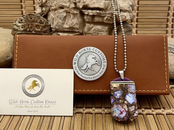Wild Horse Custom Exotic Sugalite & 24kt Purple Turquoise Nickel Silver Knife Collectors Dog Tags #2