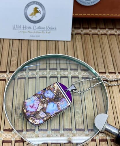 Wild Horse Custom Exotic Sugalite & 24kt Purple Turquoise Nickel Silver Knife Collectors Dog Tags #2 - Image 2