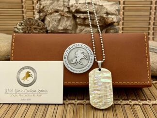 Wild Horse Custom Exotic Green Ripple Abalone Nickel Knife Collectors Dog Tags #005