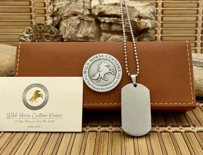 Wild Horse Custom Exotic Green Ripple Abalone Nickel Knife Collectors Dog Tags #005 - Image 3