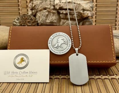 Wild Horse Custom Exotic Mother of Pearl Nickel Knife Collectors Dog Tags #004 - Image 3