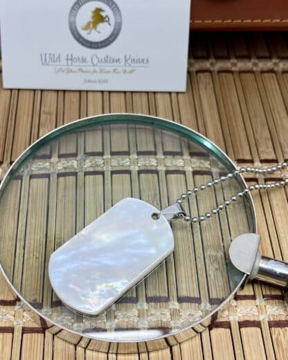 Wild Horse Custom Exotic Mother of Pearl Nickel Knife Collectors Dog Tags #004 - Image 2