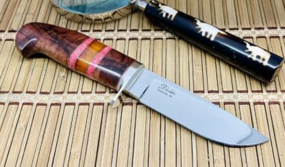 D'Alton Holder AZ Custom English Walnut & Red Coral ATS-34 Hunter Knife
