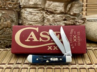 Case XX USA Pocket Worn Mediterranean Blue Bone 51862 Tiny Trapper Knife