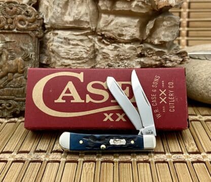 Case XX USA Pocket Worn Mediterranean Blue Bone 51862 Tiny Trapper Knife