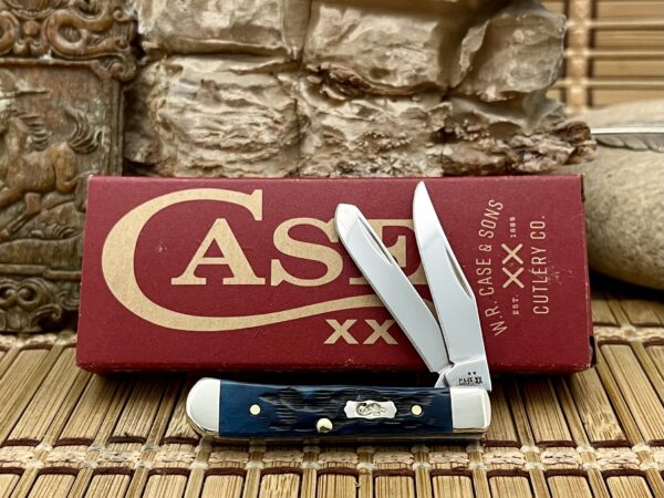 Case XX USA Pocket Worn Mediterranean Blue Bone 51862 Tiny Trapper Knife