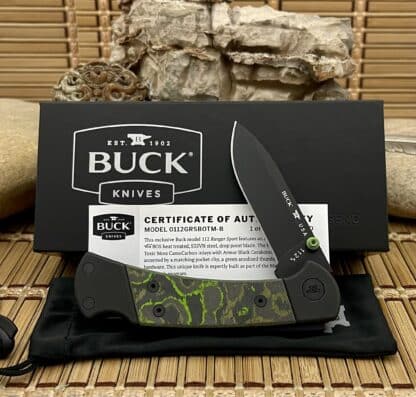 Buck 112 USA Ranger Toxic Moss CamoCarbon S30V Sport BOTM Lockback Hunter Knife