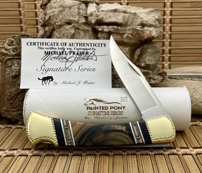 Buck 110 USA Michael Prater Cross-Cut Mammoth Fossil Lockback Hunter Knife