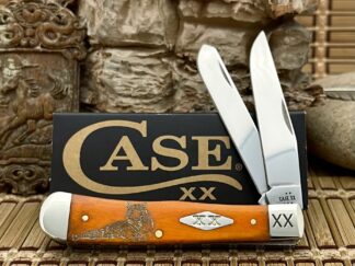 Case XX USA Persimmon Bone Golden TIGER 1/500 Diamond Trapper Knife