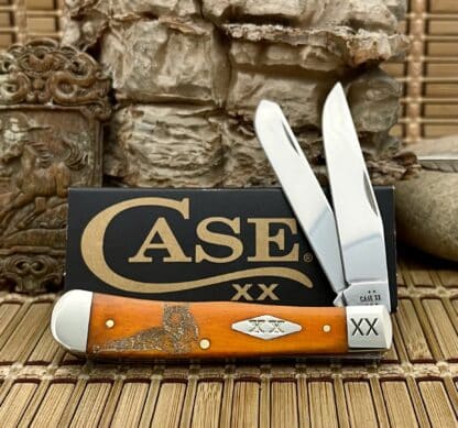 Case XX USA Persimmon Bone Golden TIGER 1/500 Diamond Trapper Knife