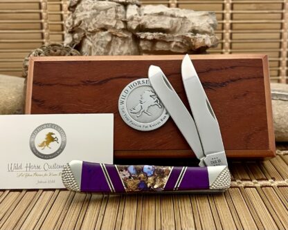 Case XX Wild Horse Custom Gold Infused Purple Turquoise & Sugalite Trapper Knife #1