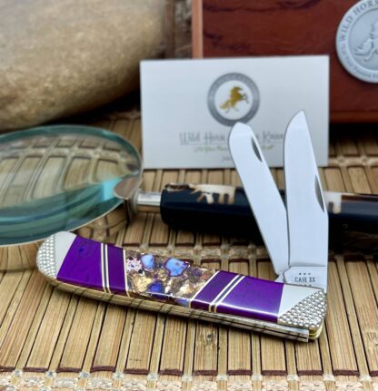 Case XX Wild Horse Custom Gold Infused Purple Turquoise & Sugalite Trapper Knife #1 - Image 2