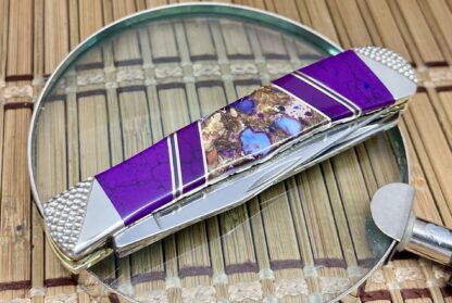 Case XX Wild Horse Custom Gold Infused Purple Turquoise & Sugalite Trapper Knife #1 - Image 3
