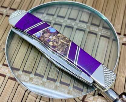 Case XX Wild Horse Custom Gold Infused Purple Turquoise & Sugalite Trapper Knife #1 - Image 5