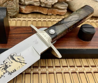Buck USA 916 Wild Horse Custom Cross-Cut Mammoth Fossil Bowie Knife w/Diamonds - Image 2