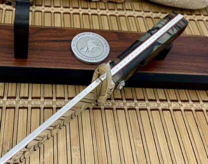Buck USA 916 Wild Horse Custom Cross-Cut Mammoth Fossil Bowie Knife w/Diamonds - Image 3