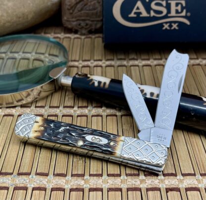 Case XX Custom Hand-Fired Peachseed AMBER Bone Razor Barlow Knife #18 - Image 2