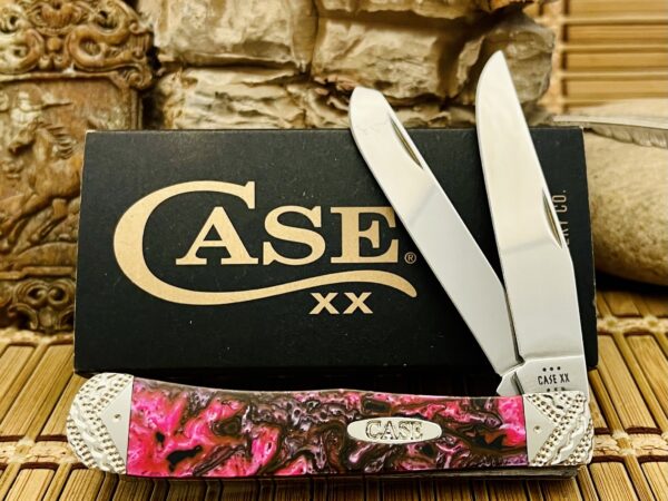 Case XX USA Beautiful Custom Black Salmon Engraved Trapper Knife