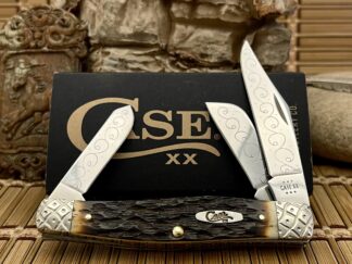 Case XX Custom Hand-Fired Peachseed AMBER Bone Large Stockman Knife #44