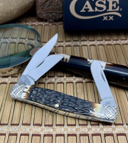 Case XX Custom Hand-Fired Peachseed AMBER Bone Large Stockman Knife #44 - Image 4