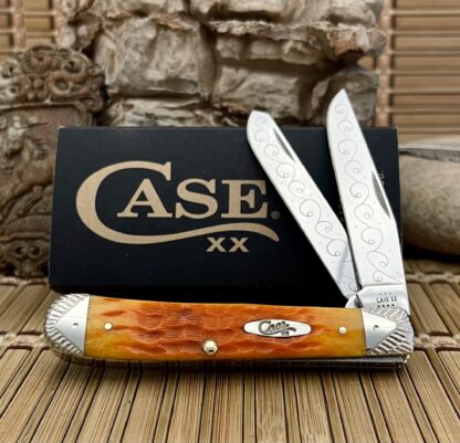 Case XX USA Custom Peachseed Persimmon Bone Trapper Knife #02