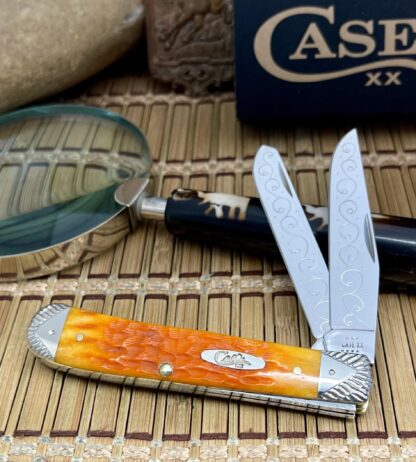 Case XX USA Custom Peachseed Persimmon Bone Trapper Knife #02 - Image 2