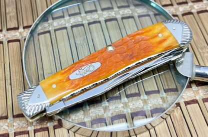 Case XX USA Custom Peachseed Persimmon Bone Trapper Knife #02 - Image 3