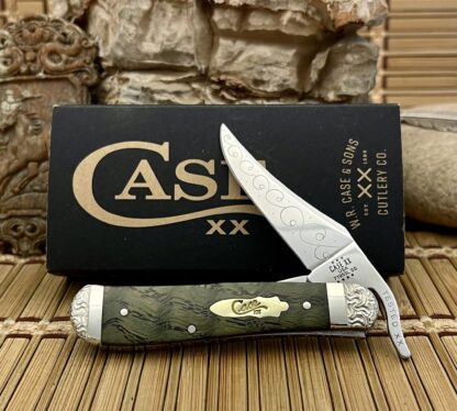 Case XX USA Custom Kelly Green Curly Oak Russlock Knife #2