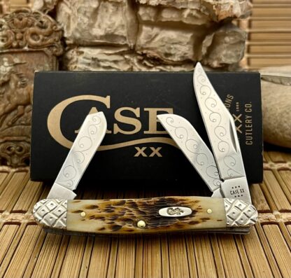 Case XX USA Custom Peachseed AMBER Bone Stockman Knife #2