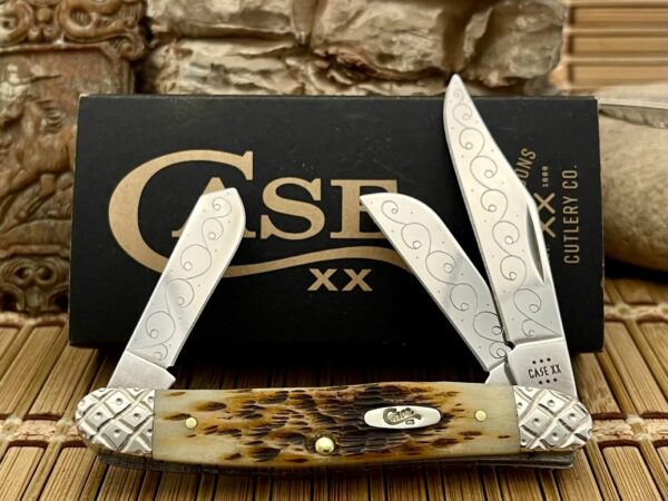 Case XX USA Custom Peachseed AMBER Bone Stockman Knife #2
