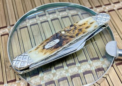 Case XX USA Custom Peachseed AMBER Bone Stockman Knife #2 - Image 3
