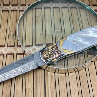 Tommy Overeynder Pearl 18KT Damascus Model 15 Integral Bolstered Dagger Knife #1