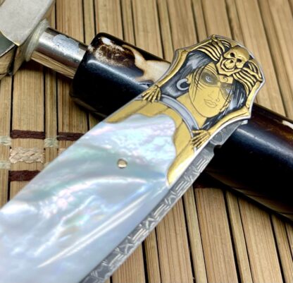 Tommy Overeynder Pearl 18KT Damascus Model 15 Integral Bolstered Dagger Knife #1 - Image 8