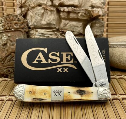Case XX USA Custom Genuine Stag Engraved Cigar Trapper Knife #3