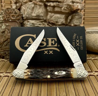Case XX USA Custom Hand-Fired Peachseed AMBER Bone Muskrat Knife #7