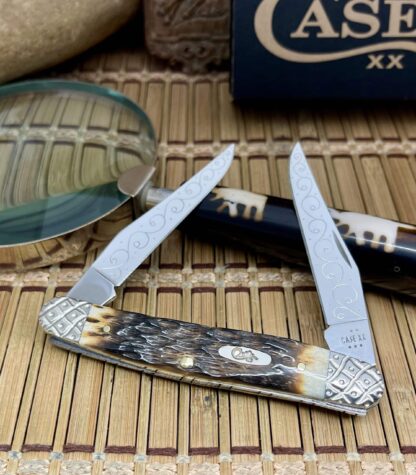 Case XX USA Custom Hand-Fired Peachseed AMBER Bone Muskrat Knife #7 - Image 2