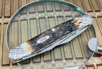 Case XX USA Custom Hand-Fired Peachseed AMBER Bone Muskrat Knife #7 - Image 3