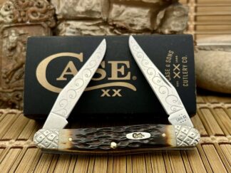 Case XX USA Custom Hand-Fired Peachseed AMBER Bone Muskrat Knife #9