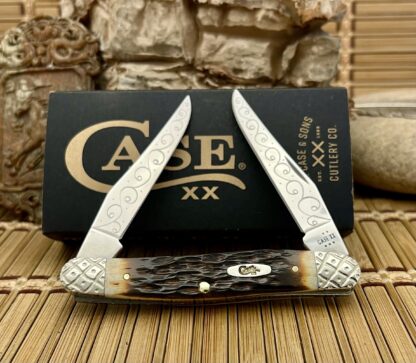 Case XX USA Custom Hand-Fired Peachseed AMBER Bone Muskrat Knife #9