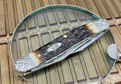 Case XX USA Custom Hand-Fired Peachseed AMBER Bone Muskrat Knife #9 - Image 3