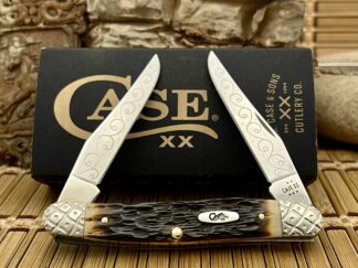 Case XX USA Custom Hand-Fired Peachseed AMBER Bone Muskrat Knife #10