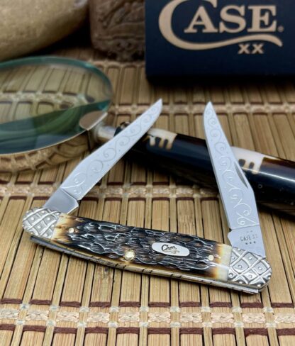 Case XX USA Custom Hand-Fired Peachseed AMBER Bone Muskrat Knife #10 - Image 2